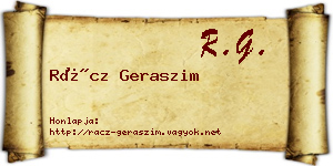 Rácz Geraszim névjegykártya